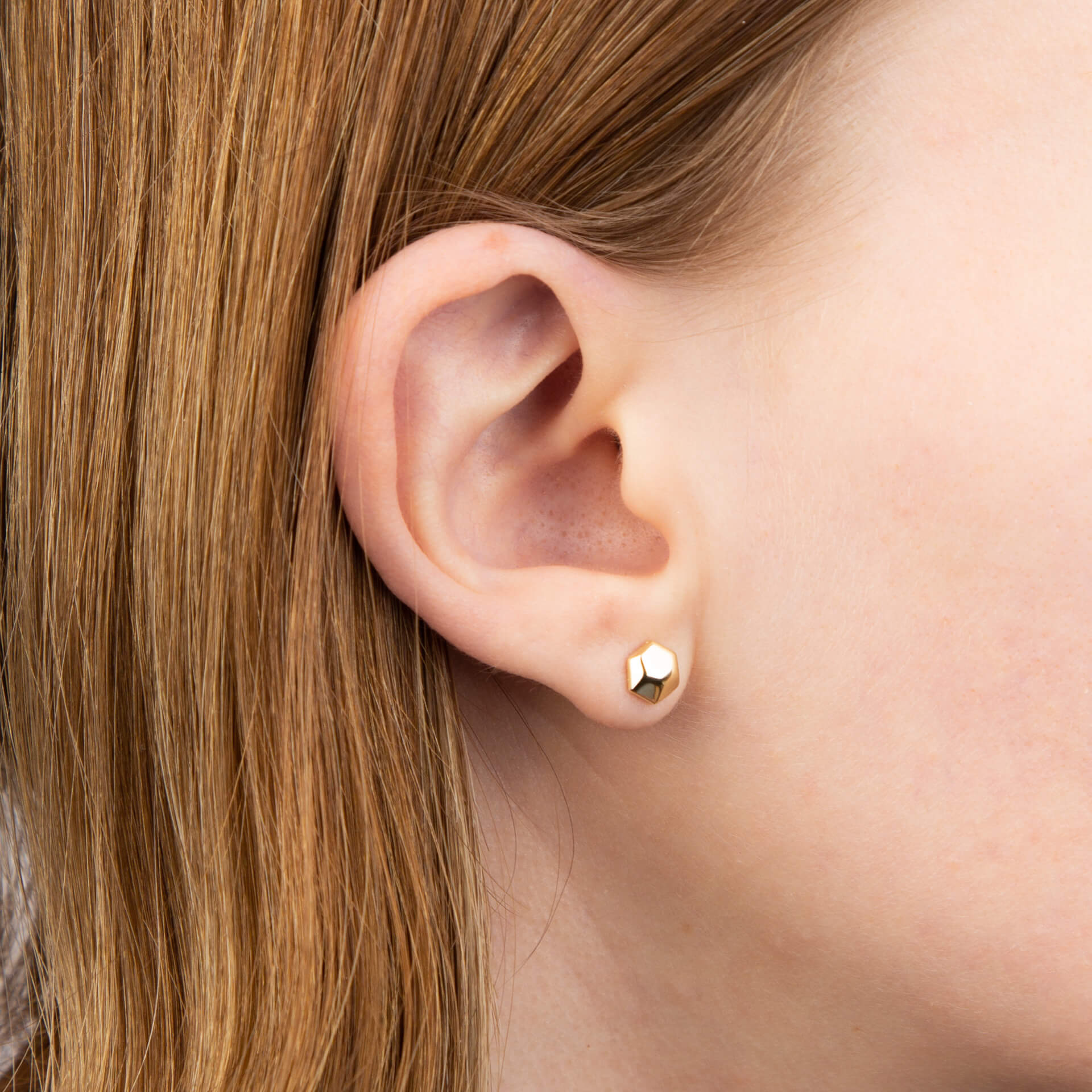 Elements Gold Hexagon-Ohrstecker