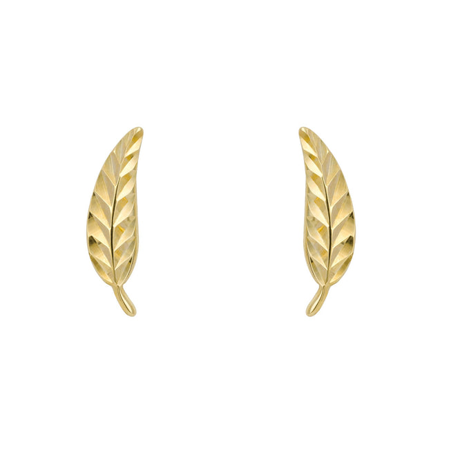 Pendientes de botón con pluma Elements Gold