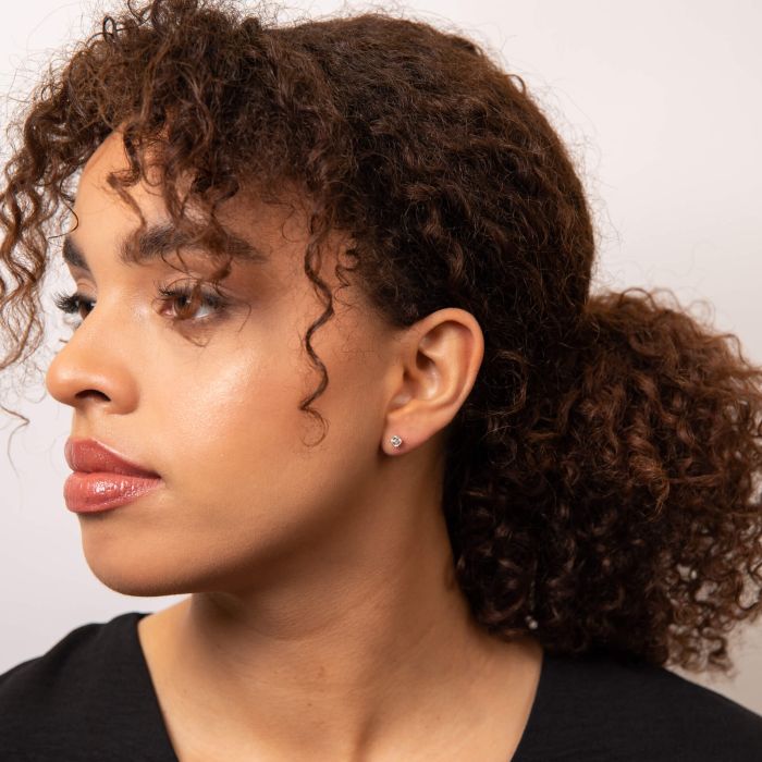 Elements Gold Asscher Cut Solitaire Stud Earrings