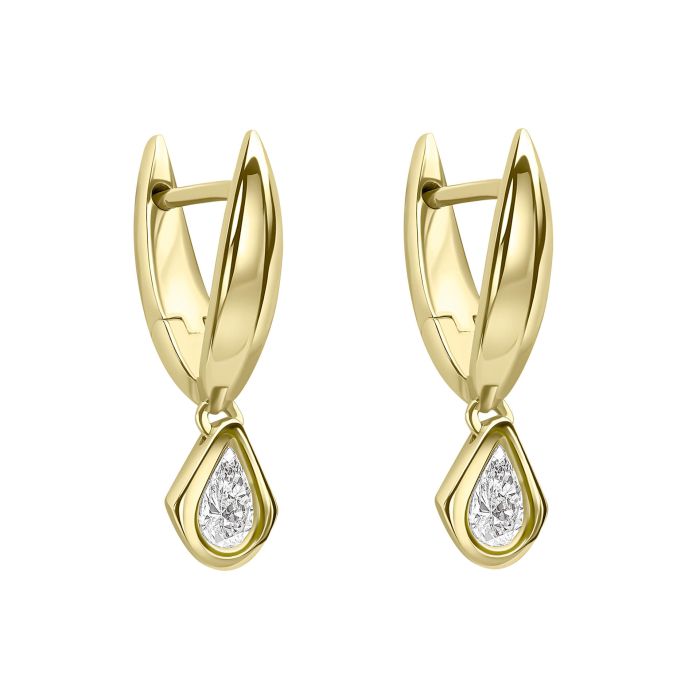 Elements Gold Pear Cut Knife Edge Hoop Earrings
