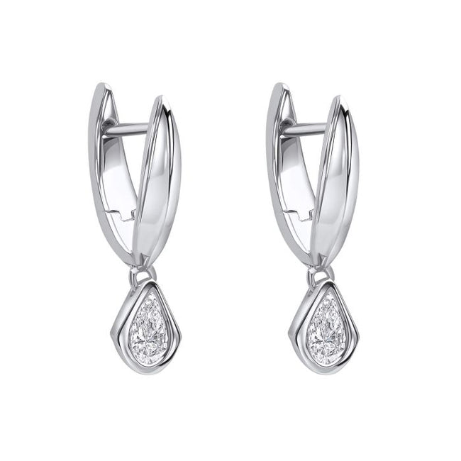 Elements Gold Pear Cut Knife Edge Hoop Earrings