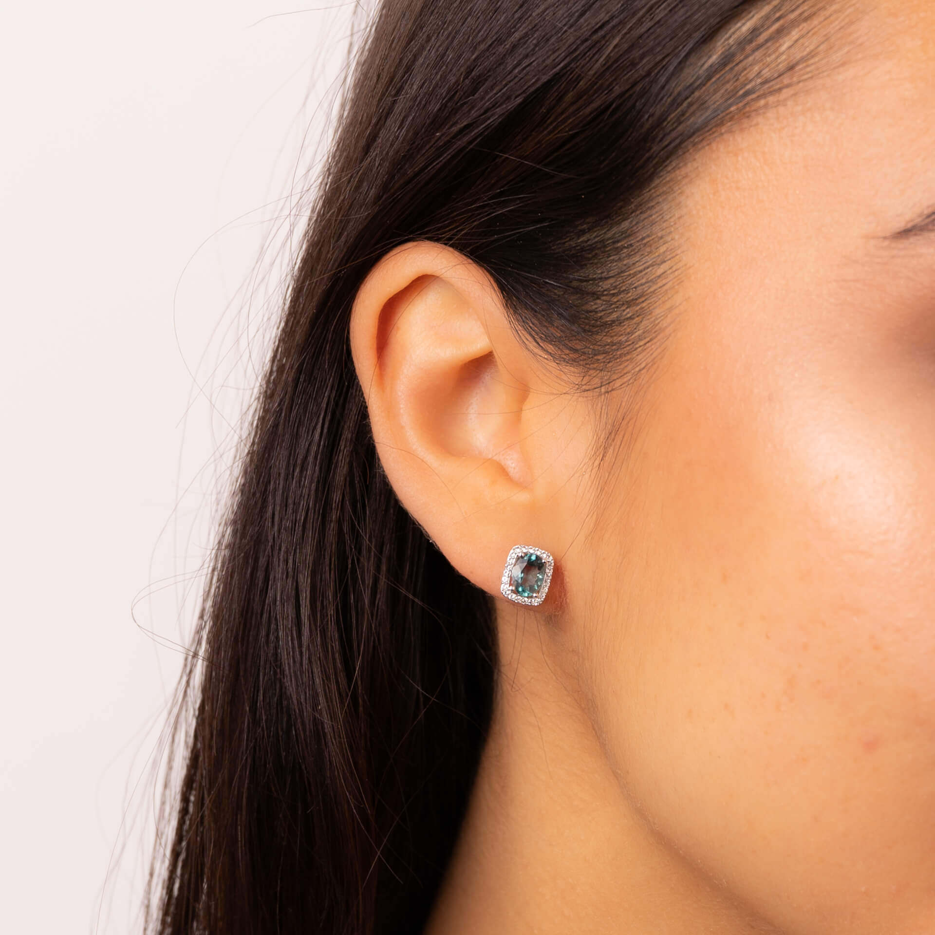 Elements Gold Blue Fluorite and White Topaz Earrings