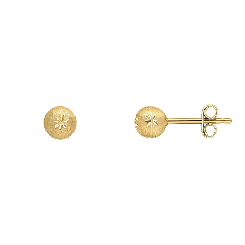 Elements Gold Starburst Detail Ball Stud Earrings