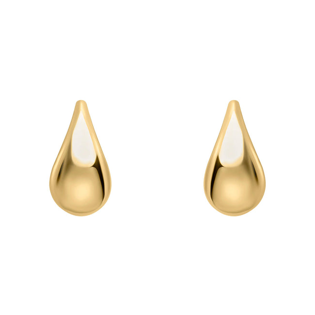 Elements Gold Plain Teardrop Stud Earrings