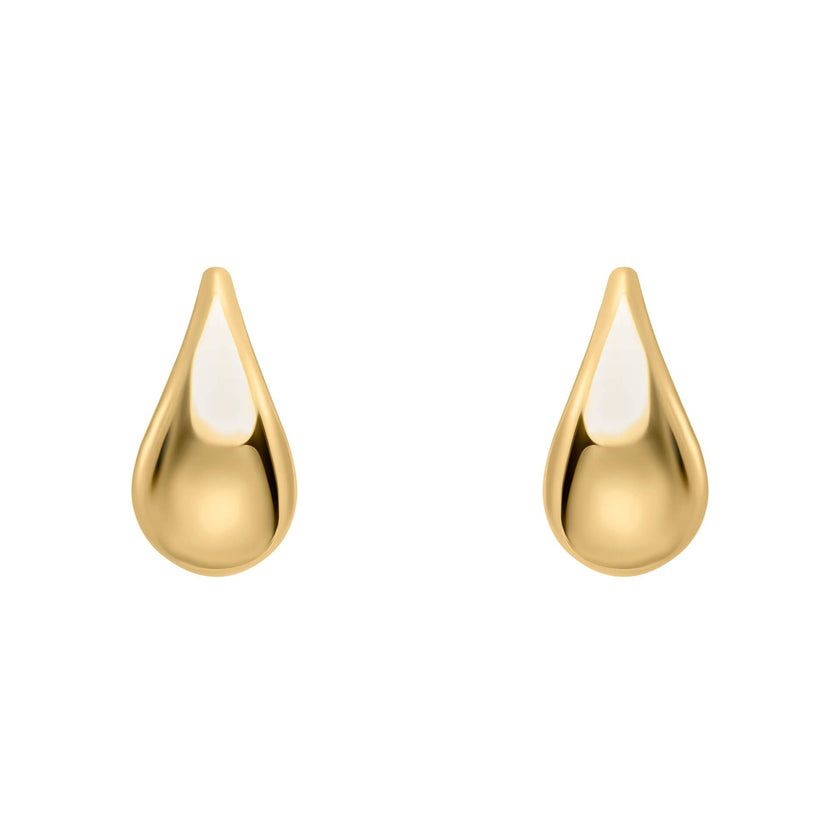 Elements Gold Plain Teardrop Stud Earrings