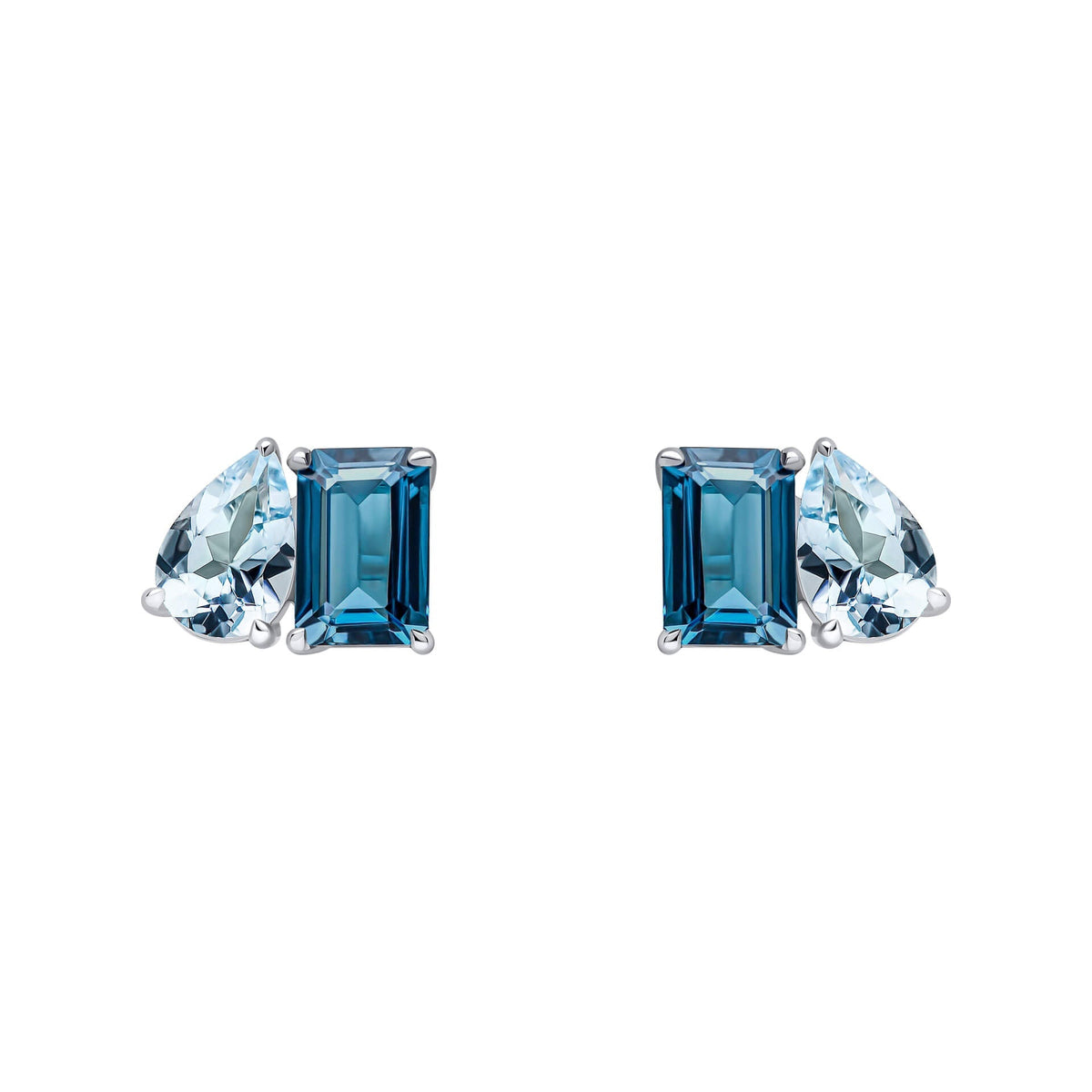 Elements Gold Toi et Moi Blue Topaz Stud Earrings
