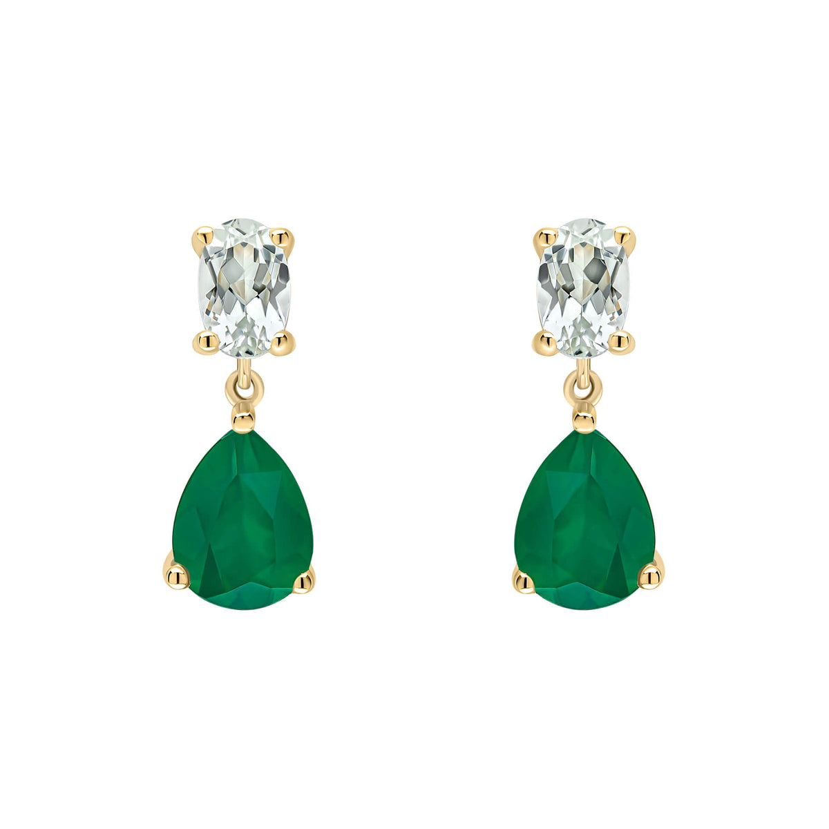 Elements Gold Toi et Moi Amethyst and Onyx Drop Earrings