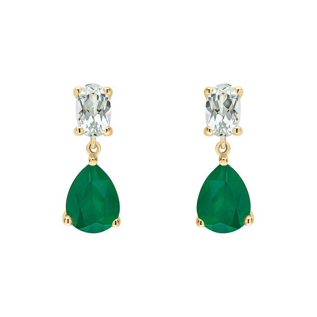 Elements Gold Toi et Moi Amethyst and Onyx Drop Earrings