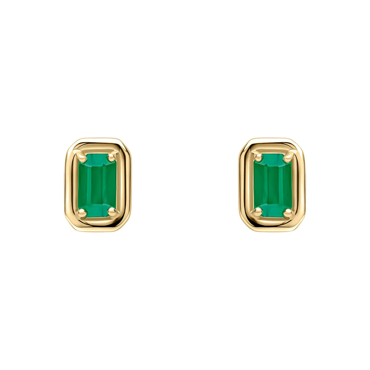Elements Gold Chunky Border Precious Stone Stud Earrings