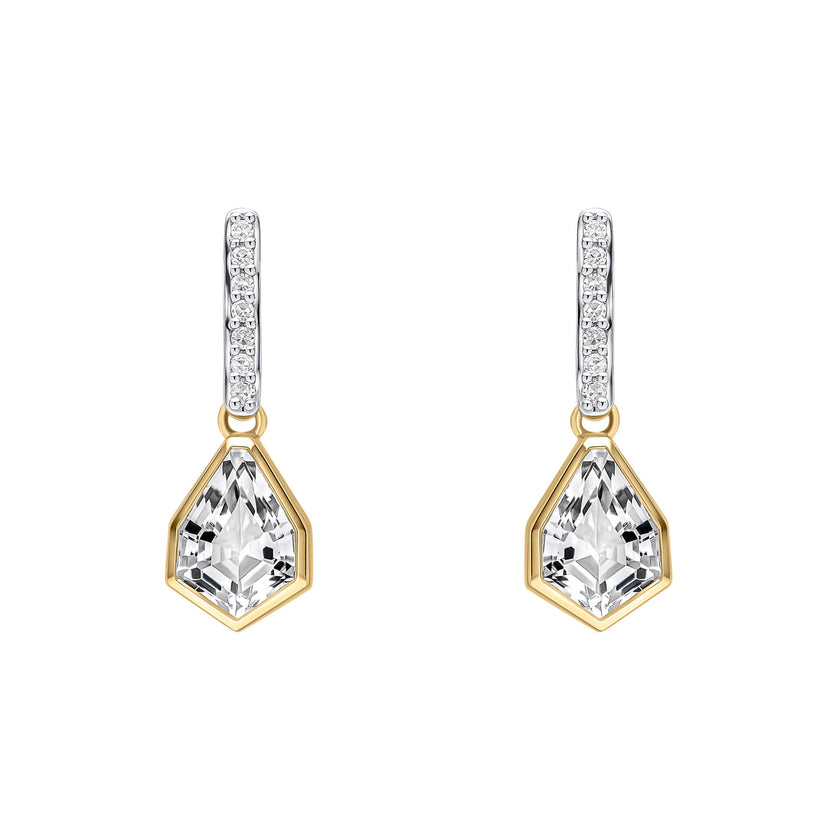 Elements Gold Shield Cut Topaz Drop Earrings