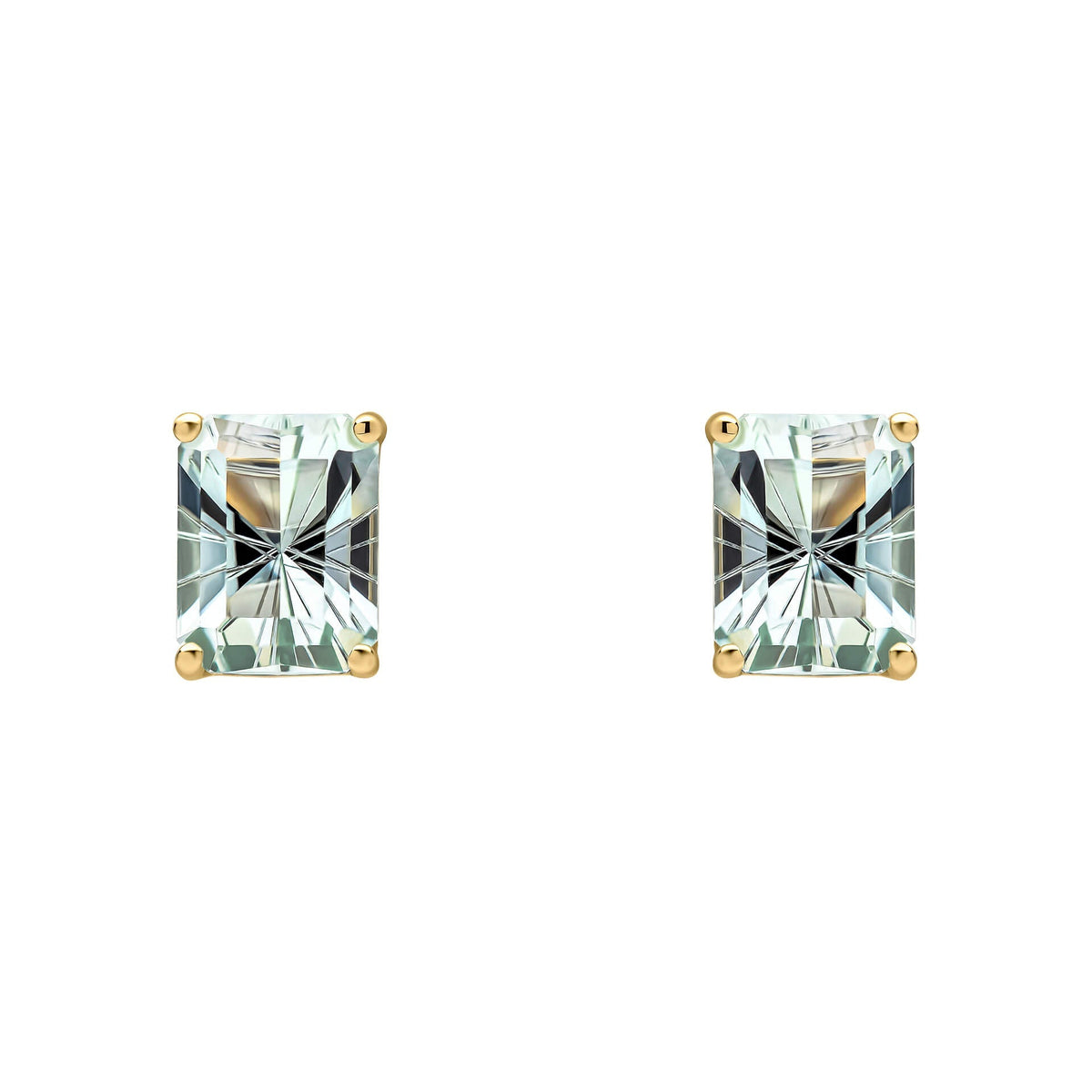 Elements Gold Octagonal Fancy Cut Amethyst Stud Earrings