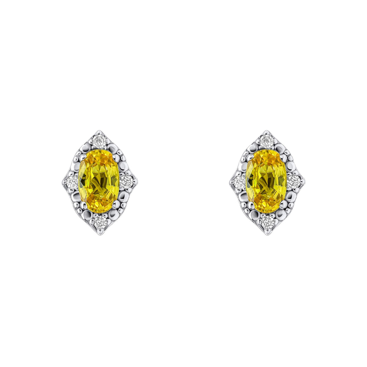 Elements Gold Oval Sapphire and Diamond Stud Earrings