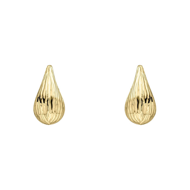 Elements Gold Ridged Teardrop Stud Earrings