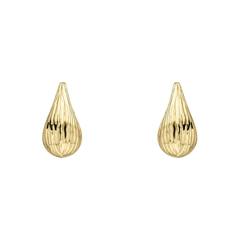 Elements Gold Ohrstecker gerillt Tropfenform