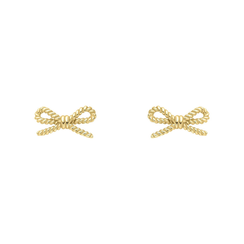 Elements Gold Rope Bow Stud Earrings