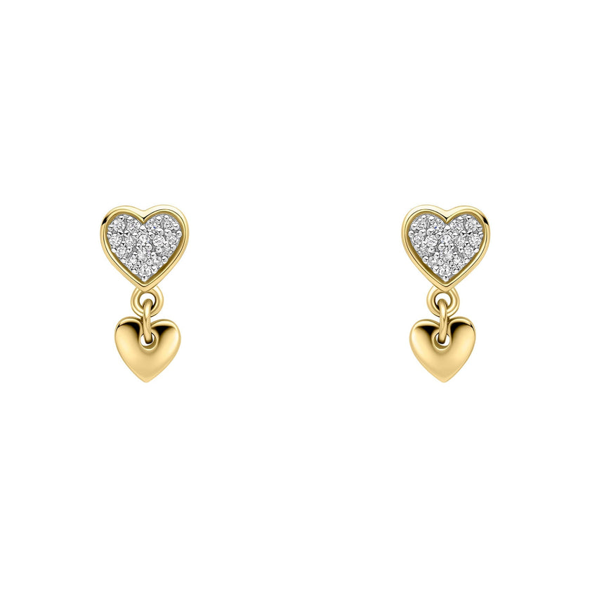 Elements Gold Double Heart Drop Earrings