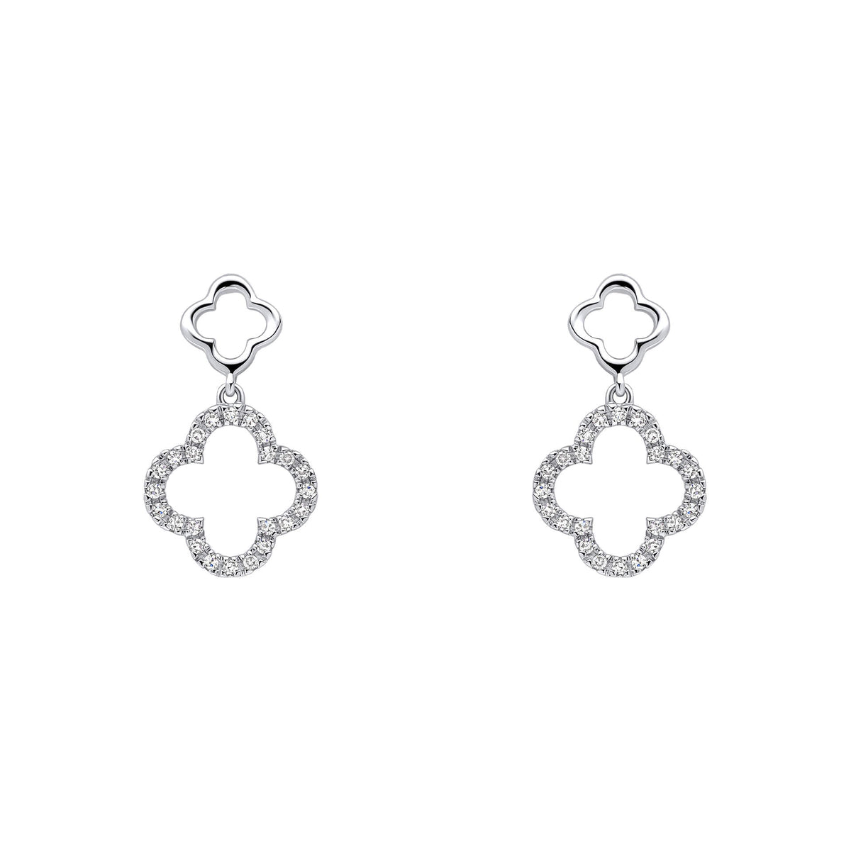 Elements Gold Diamond Quatrefoil Drop Earrings