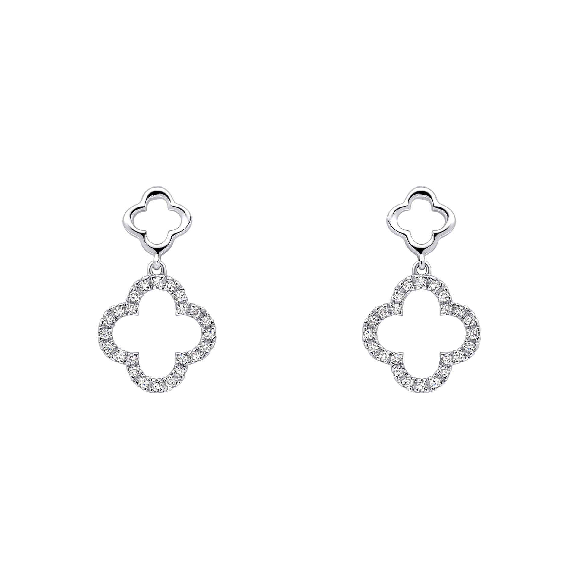 Elements Gold Diamond Quatrefoil Drop Earrings