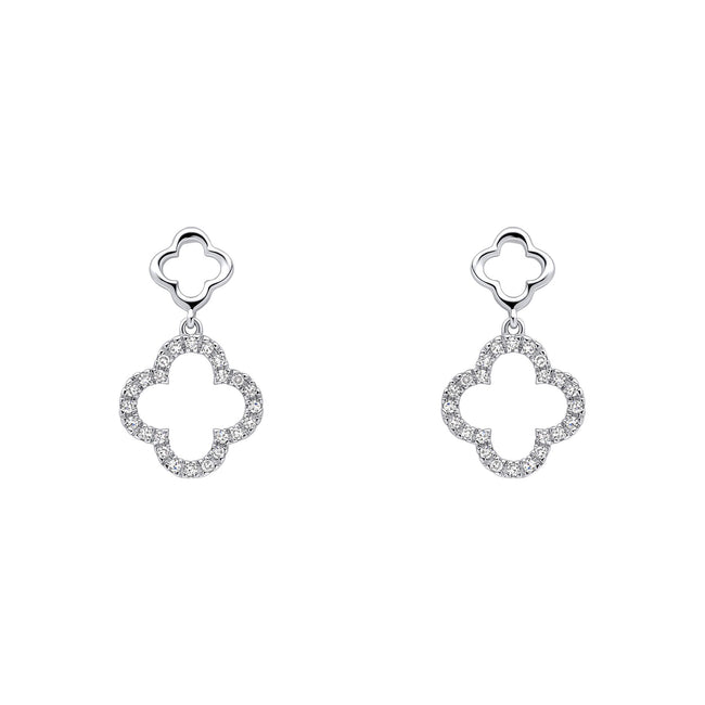 Elements Gold Diamond Quatrefoil Drop Earrings