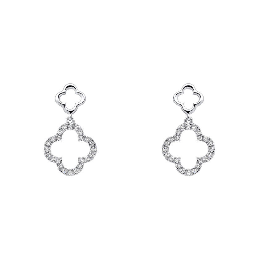 Elements Gold Diamond Quatrefoil Drop Earrings