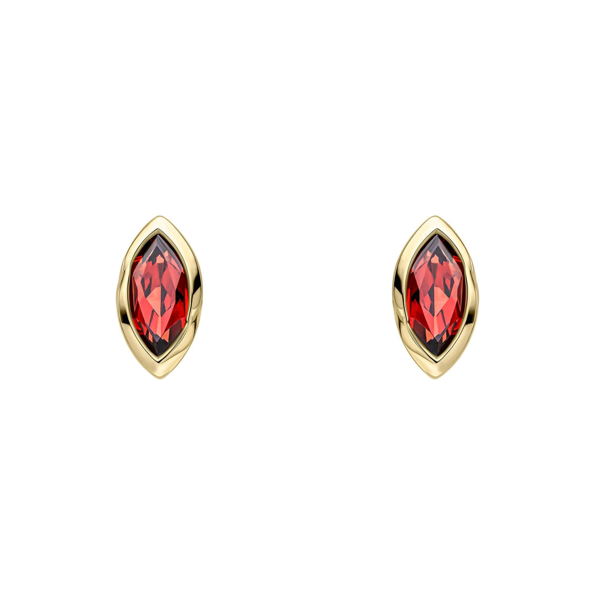 Elements Gold Marquise Garnet Stud Earrings