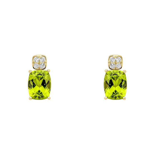 Elements Gold Cushion Cut and Cluster Peridot Earrings