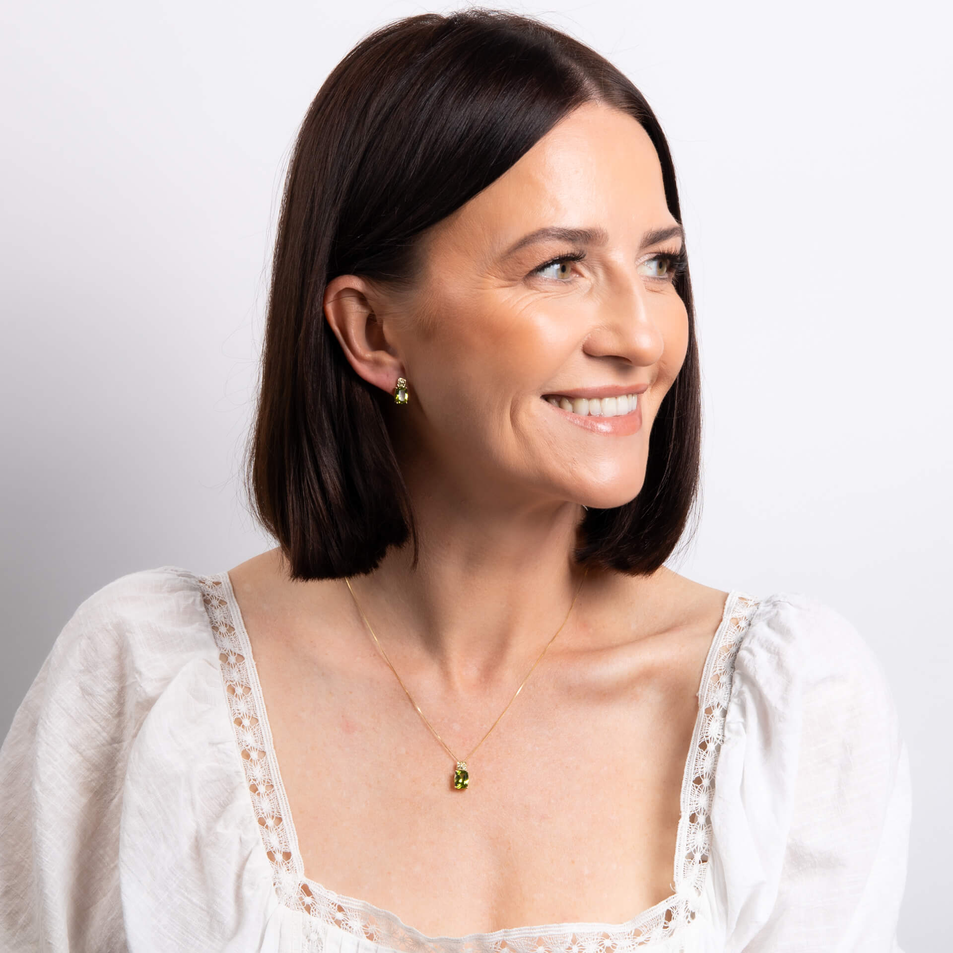 Elements Gold Cushion Cut and Cluster Peridot Pendant