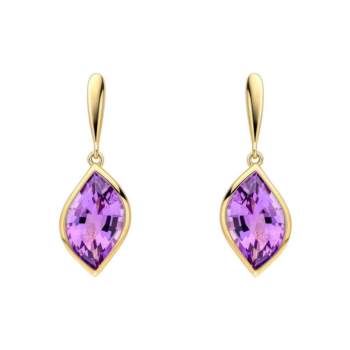 Pendientes Elements Gold en forma de gota de amatista con corte de llama