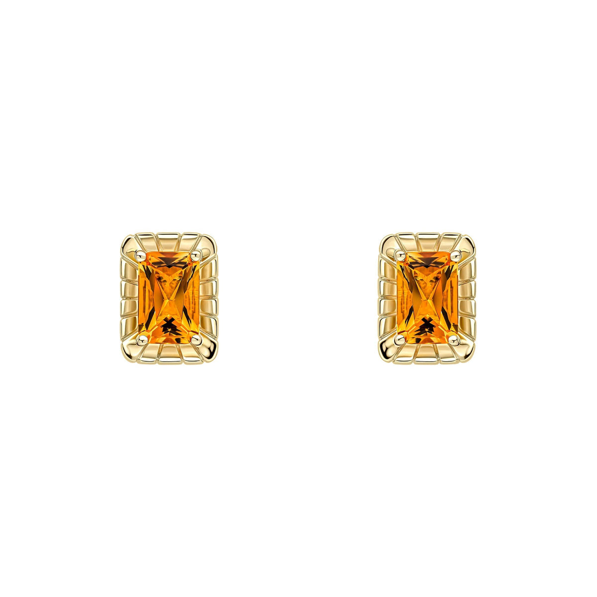 Elements Gold Detailed Octagon Citrine Stud Earrings