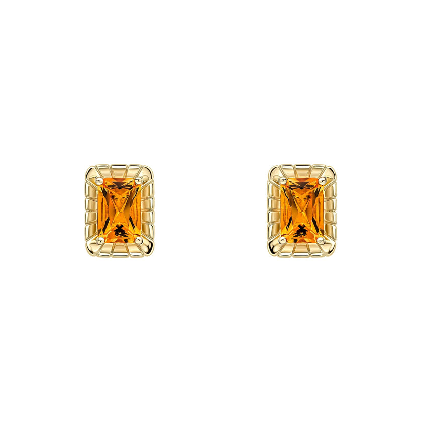 Elements Gold Detailed Octagon Citrine Stud Earrings