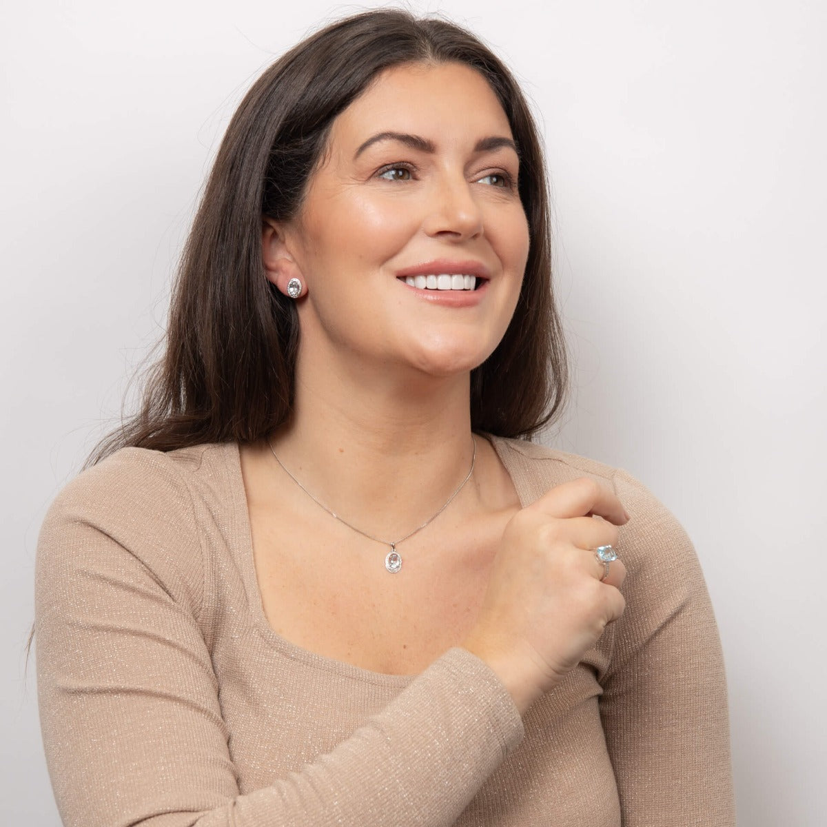 Elements Gold Statement-Ring mit Halbedelstein und Diamantbesatz an den Seiten