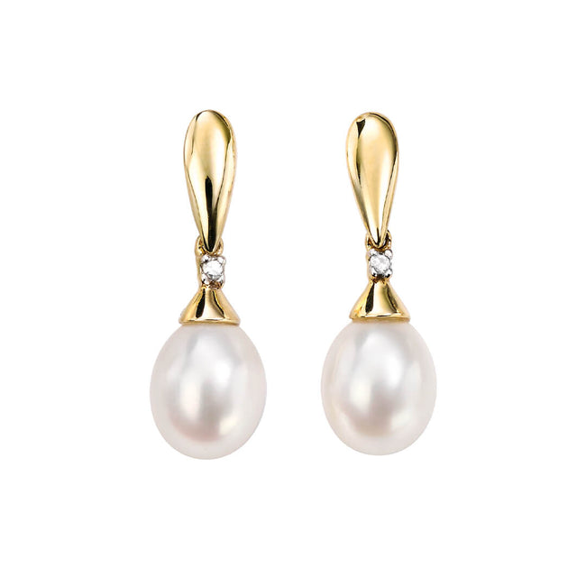 Pendientes colgantes Elements Gold de perlas cultivadas y diamantes