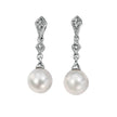 Elements Gold Freshwater Pearl and Diamond Drop Earrings