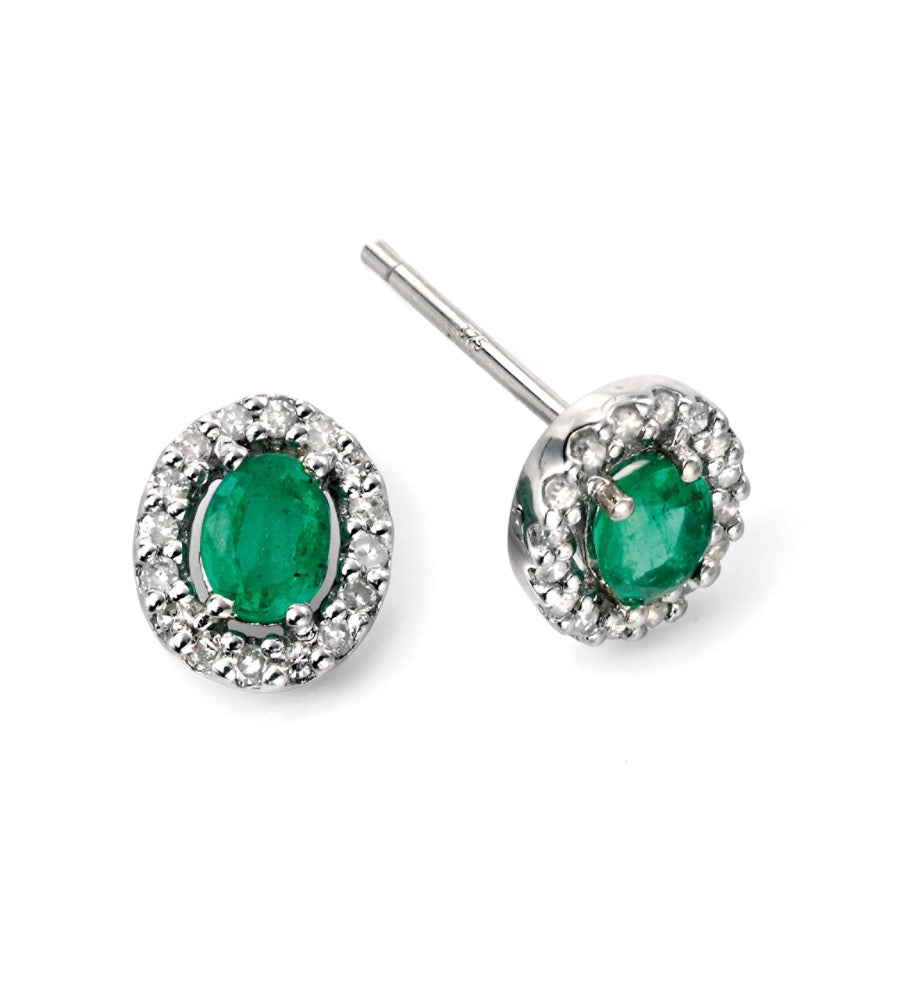 Elements Gold Precious Stone Earrings with Diamond Cluster Surround