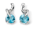 Elements Gold Blue Topaz Earrings with Diamond Set Twist