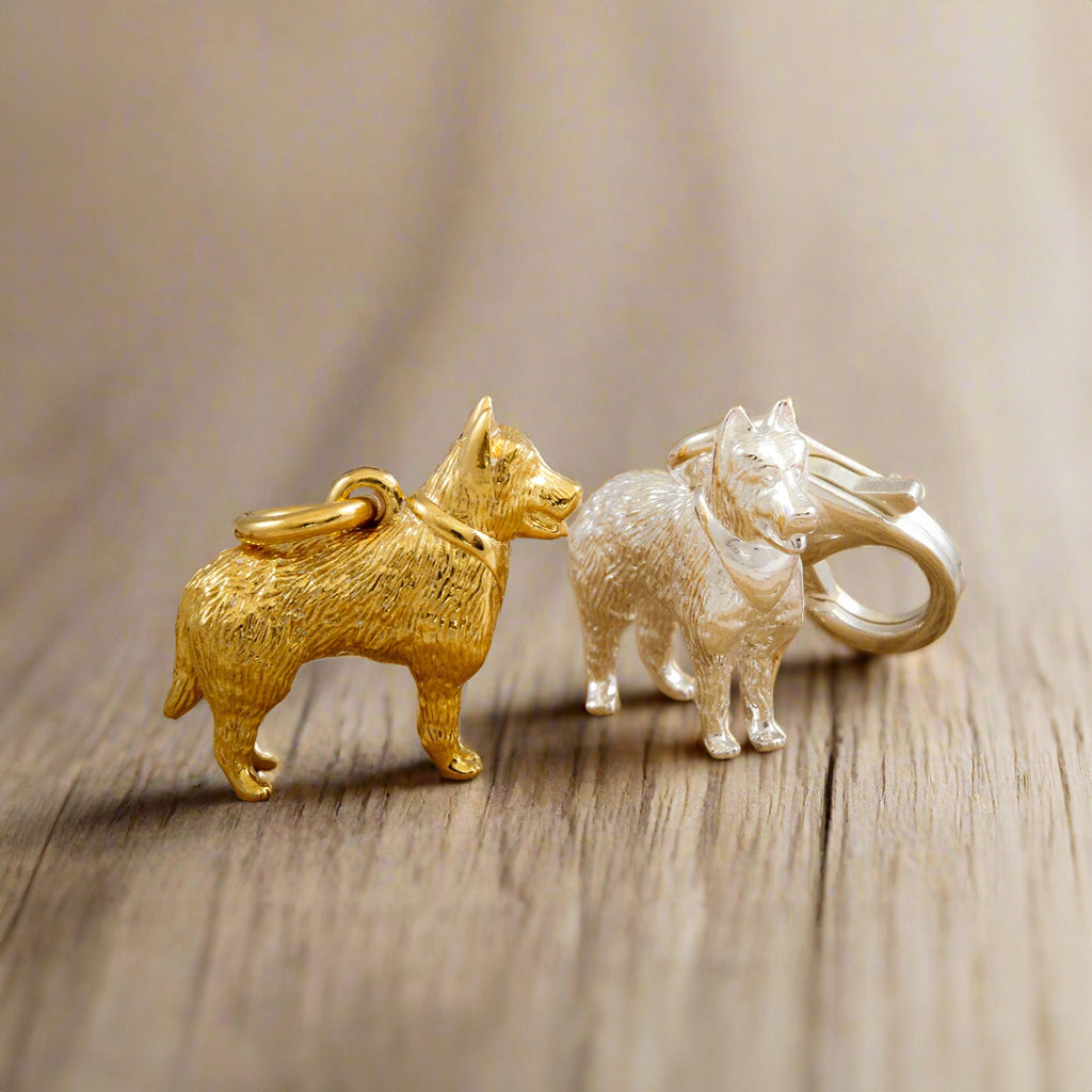 German Shepherd Silver Dog Charm