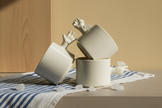 Gesture Ceramic Cups– Handmade Porcelain Coffee Cup (Rock-Paper- Scissors set)