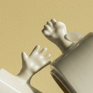 Gesture Ceramic Cups– Handmade Porcelain Coffee Cup (Rock-Paper- Scissors set)
