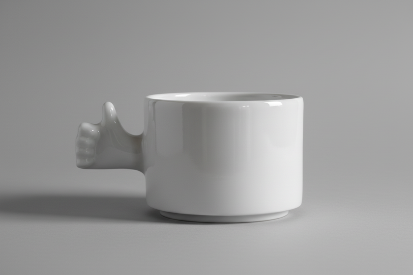 Gesture Ceramic Cup – Handmade Porcelain Coffee Cup（thumb up）
