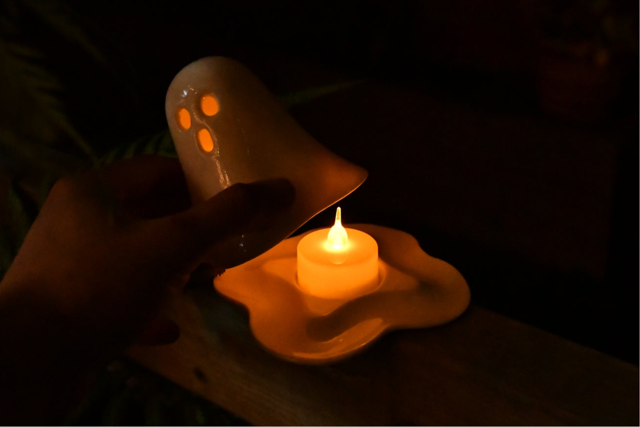 Ghost Tealight Holder – Handmade Ceramic Candle Holder