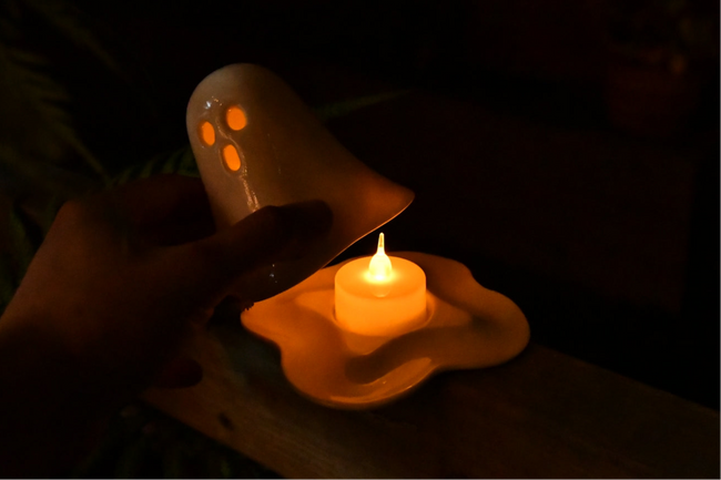 Ghost Tealight Holder – Handmade Ceramic Candle Holder