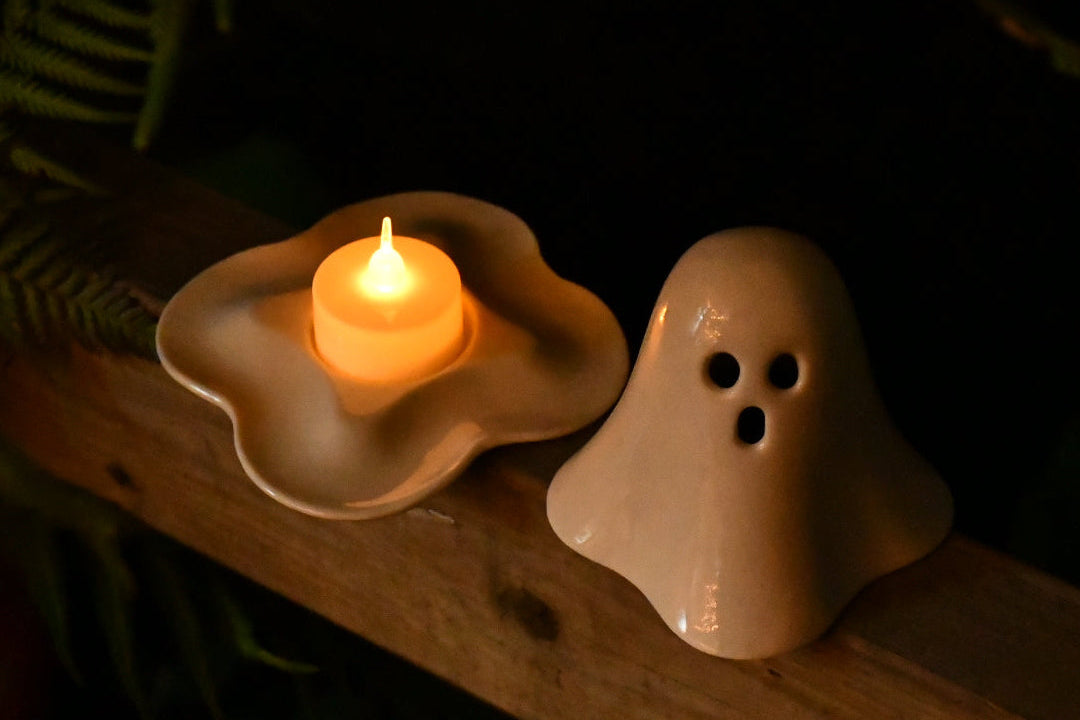 Ghost Tealight Holder – Handmade Ceramic Candle Holder