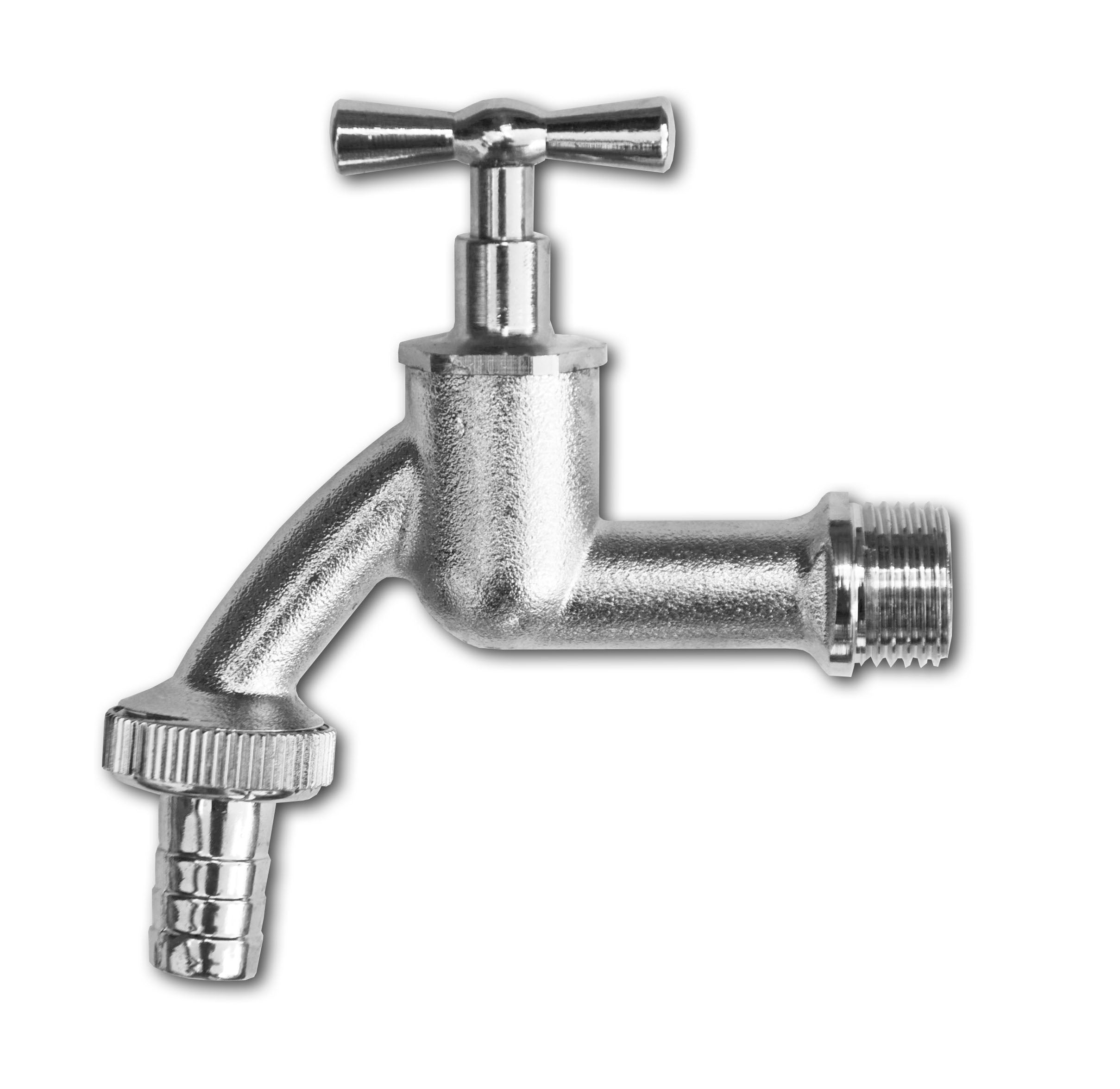 Garden Bib Tap Brass Nickle Plated 1/2" BSPM Inlet Plastic Barb
