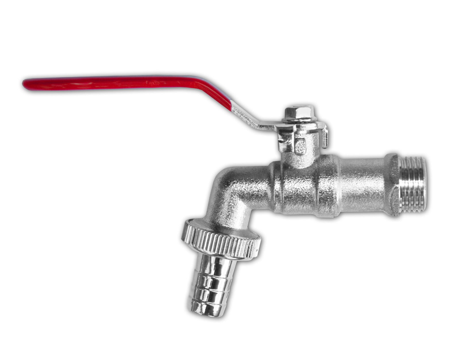 Garden Lever Tap - ½” BSPM Inlet - ½” Barb Hose - Zinc Nickle Plated