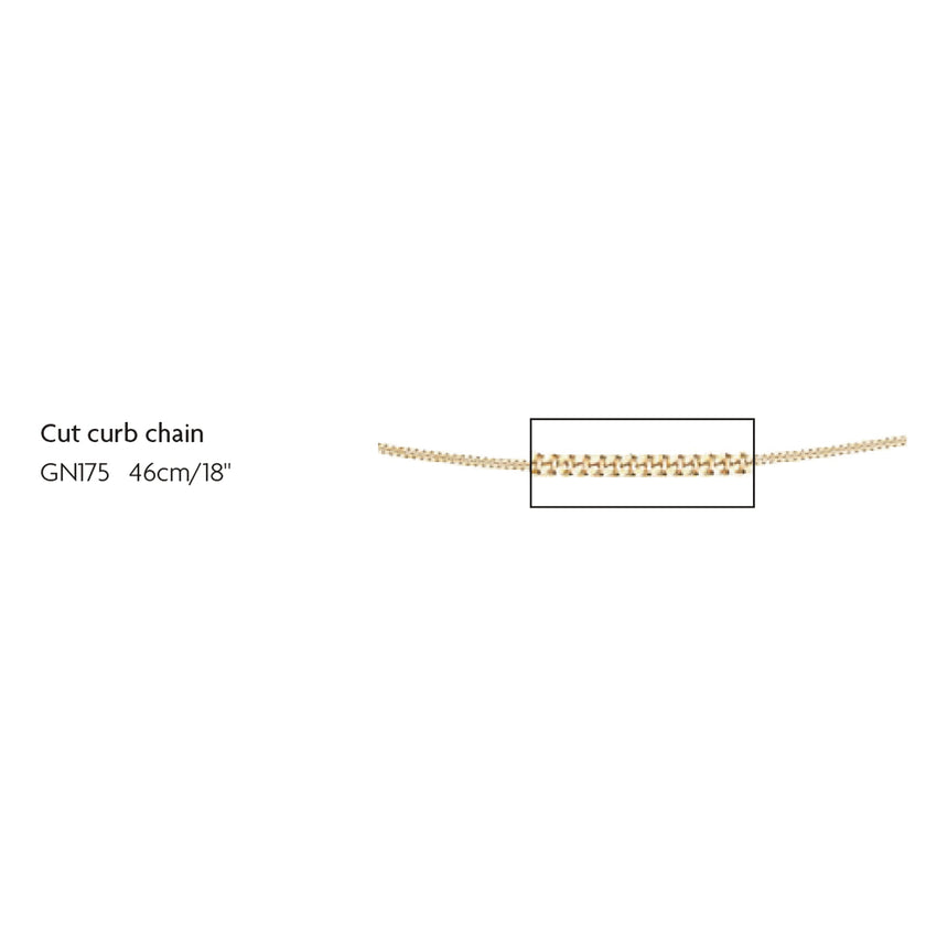 Elements Gold 1mm Diamond Cut Curb Chain 46cm