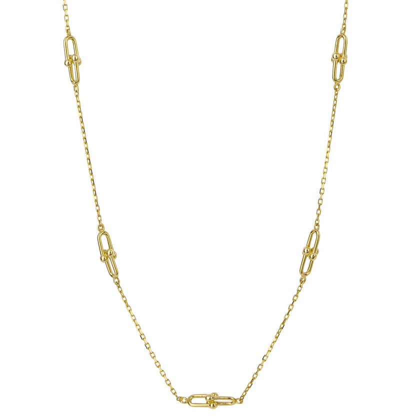 Elements Gold U Shape Link Station Necklace