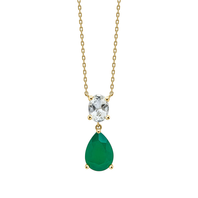 Elements Gold Toi et Moi Amethyst and Onyx Drop Necklace