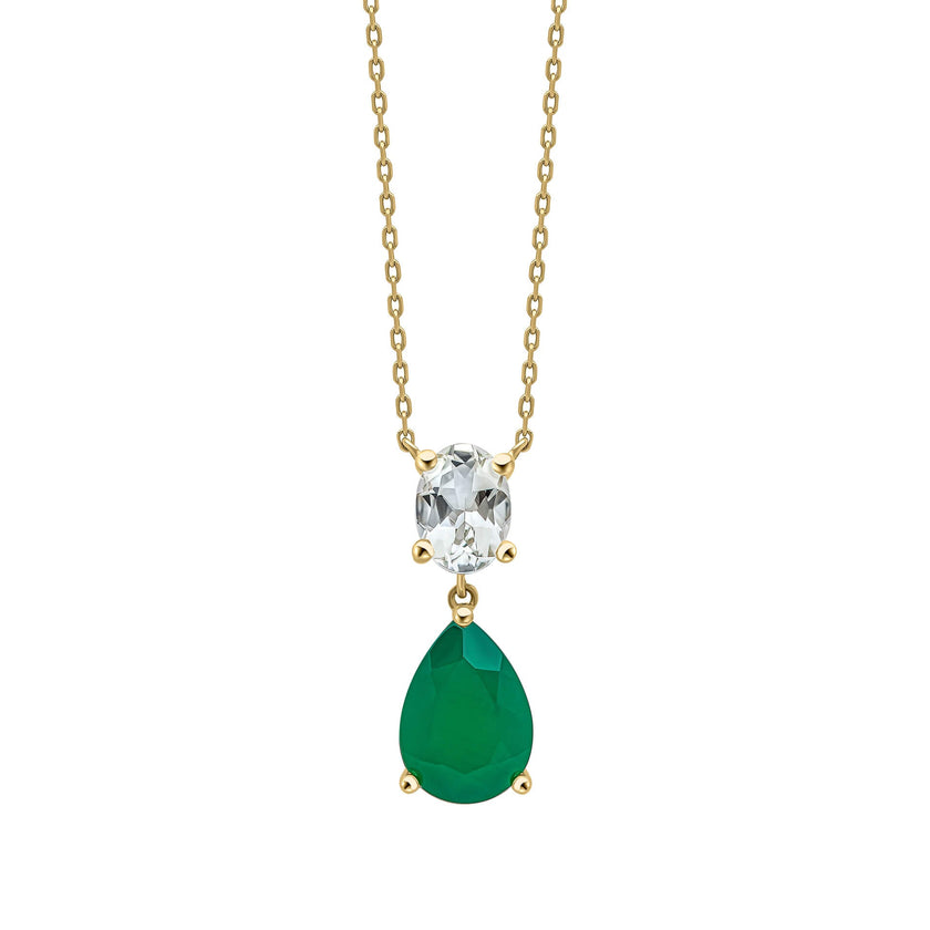 Elements Gold Toi et Moi Amethyst and Onyx Drop Necklace