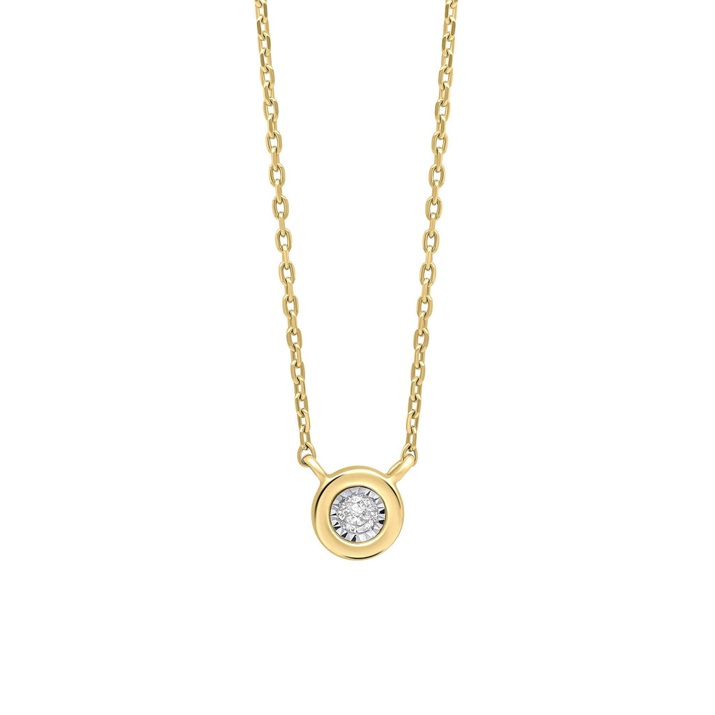Elements Gold Rounded Bezel Diamond Necklace