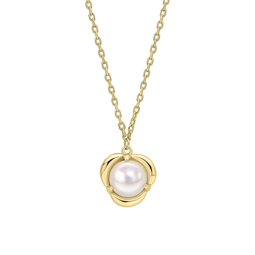 Elements Gold Petal Set Pearl Necklace